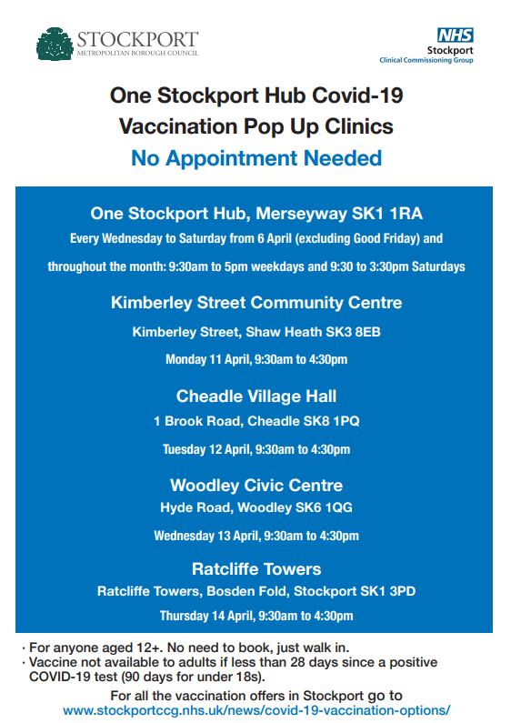 covid-19 vaccination pop up clinics poster